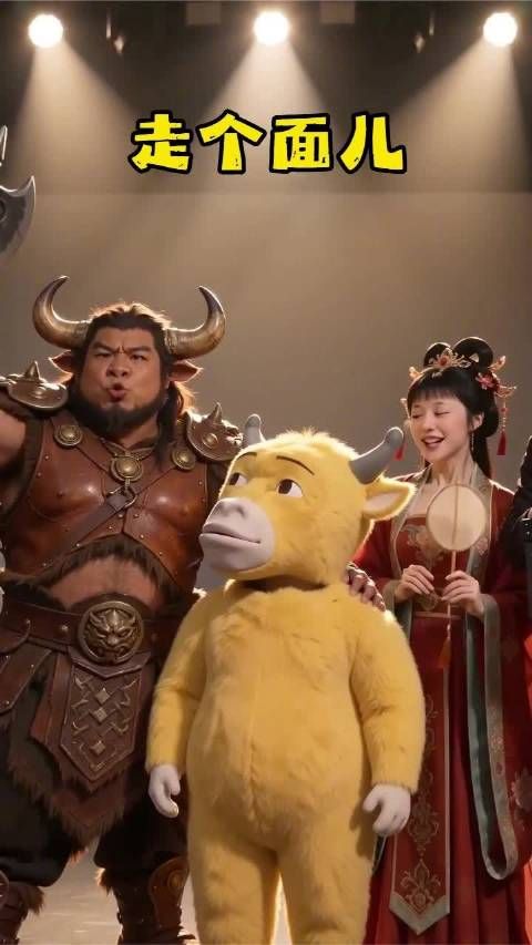 牛魔王带铁扇公主牛来到片场，导演安排C位