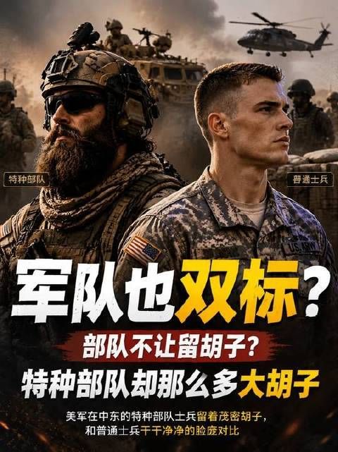 军队标准岂止双标？普通士兵须剃净胡须，特种兵却可蓄须彰显硬汉本色！