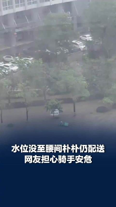 水位没至腰间朴朴骑手仍送货，朴朴超市回应骑手在积水中送货：将记录反馈该情况